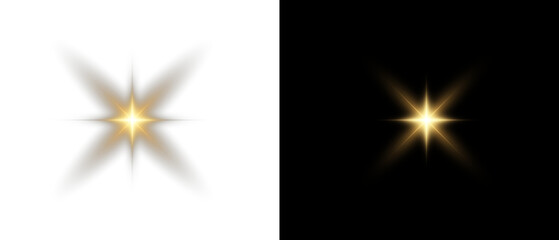 Wall Mural - png gold star light, sparkle. yellow light effect. shining light with yellow gold color. png spotlig