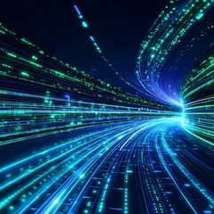 Poster - Futuristic Data Stream Abstract Design with Neon Lights and Dynamic Motion Effects in Modern Technology
