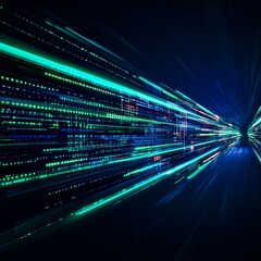 Poster - futuristic digital background with blurred lights and lines in a vibrant neon color palette