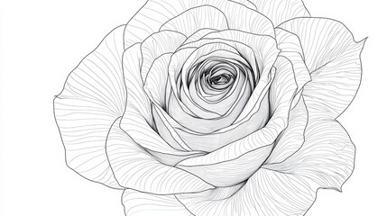 Wall Mural - a continuous black line drawing of a rose, its flowing strokes graceful and elegant on white.