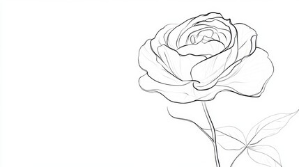 Wall Mural - a continuous black line sketch of a rose, its simple elegance perfect against a white backdrop.