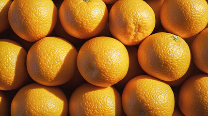 Wall Mural - Fresh juicy oranges displayed in sunlight with vibrant colors and textures