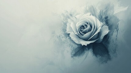 Wall Mural - a delicate rose rendered in uninterrupted black strokes, its elegance magnified on a white canvas.