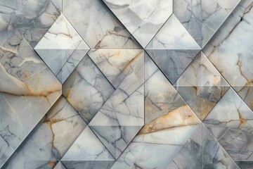 Poster - Geometric marble wall covering forming an elegant and modern design