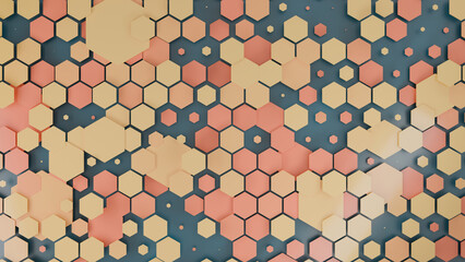 Poster - 3d rendering of an abstract geometric background made of a variety of multicolored hexagonal element