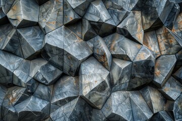 Poster - Close up view of a geometric stone wall creating an abstract polygonal pattern