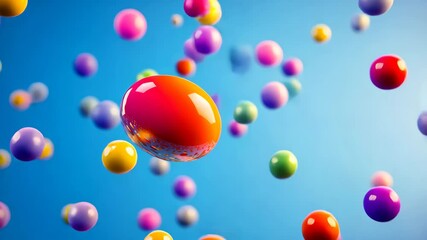 Poster - Colorful bunch of balloons with a yellow egg in the middle. The balloons are scattered all over the sky, creating a fun and playful atmosphere