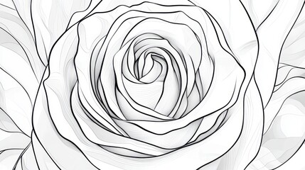 Poster - A minimalist vector rose rendered in continuous black lines on a blank white canvas, timeless and elegant.
