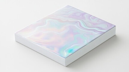 Fototapete - A modern holographic foil design on a white background, detailed with pearlescent tones and luxurious textures.
