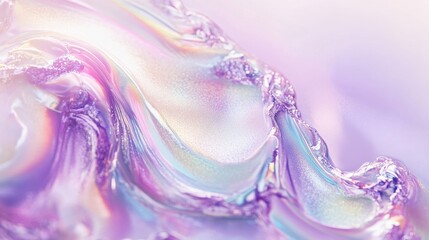 Fototapete - A modern holographic foil design on a white background, detailed with pearlescent tones and luxurious textures.