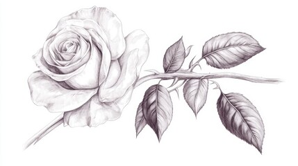 Poster - A modern vector rose drawn in uninterrupted black lines, its delicate details captured on white.