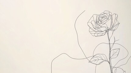 Poster - A modern vector rose drawn in uninterrupted black lines, its delicate details captured on white.