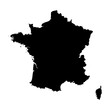 © pyty - France high detailed vector representation of country silhouette in solid black on white background. For educational, decorative, or informational use showcasing the national outline.