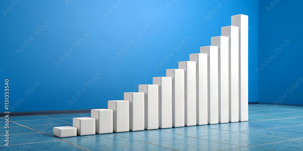 vertical 3d bar chart with blue background Stock Illustration | Adobe Stock