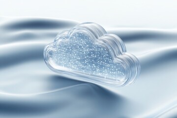 Fototapete - Cloud computing - A 3D illustration of a cloud computing network, showcasing data servers and interconnected devices in a minimalistic design.