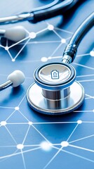 Poster - A digital health records archive with advanced encryption and AI monitoring tools, glowing technology-inspired ambiance, a blend of safety and modernity