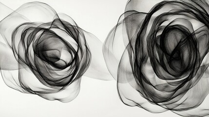 Poster - A rose outlined with fluid black lines, its minimalist design timelessly elegant on white.