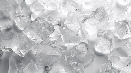 Poster - Ice texture, Ice cubes are small and dense, uniform grayscale.