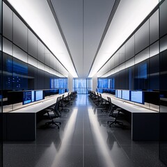 Wall Mural - A clean and sharp editorial photo highlighting a tech-focused compliance system for secure digital health records, immersive professional workspace,