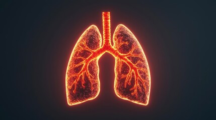 Poster - Chronic Lower Respiratory disease concept. An illuminated anatomical illustration of human lungs highlighting intricate details.