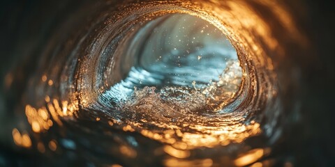 Poster - Defocused abstract background depicting the flow of water in a sewer, highlighting the unique textures and patterns created by the movement of water in this environment.