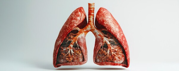 Poster - Chronic Lower Respiratory disease concept. Detailed anatomical model of human lungs showcasing complex internal structure.
