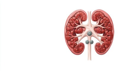 Aufkleber - Kidney disease idea. Anatomically accurate illustration of human kidney structure with detailed features.