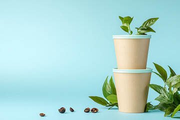 Wall Mural - Sustainable Disposable Cups with Nature