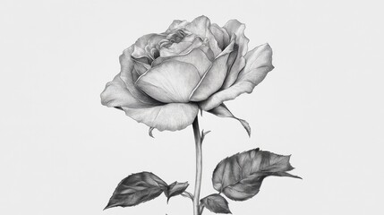 Poster - A timeless rose illustration in black continuous lines, its minimalist style striking on white.