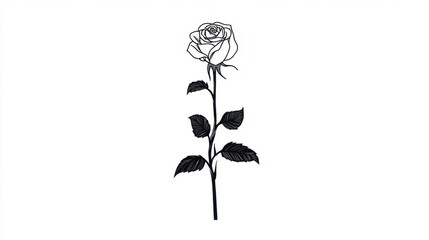 Poster - A timeless rose illustration in black continuous lines, its minimalist style striking on white.