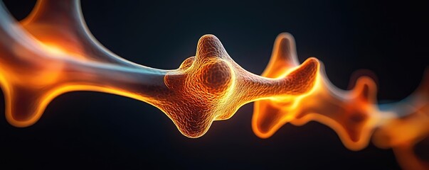 Poster - Arthritis disease idea. Abstract representation of a glowing spine, merging art and anatomy in vivid colors.