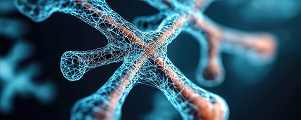 Poster - Chronic Lower Respiratory disease concept. Close-up of a molecular structure highlighting intricate connections and patterns.