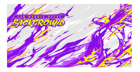 Wall Mural - Car decal livery wrap banner abstract stripe sporty purple yellow color combination grunge brush thunder storm modern pattern racing motorsport vector design