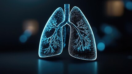 Poster - Chronic Lower Respiratory disease concept. Illustration of human lungs showcasing advanced medical technology and intricate details.