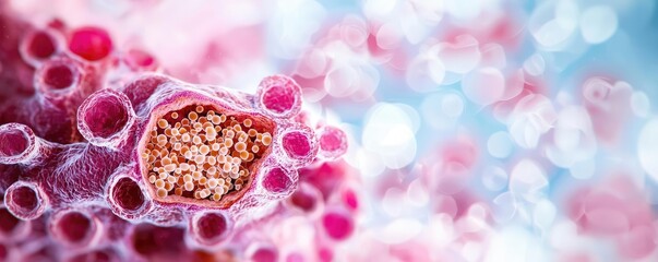 Poster - Kidney disease idea. Close-up of intricate cell structure showcasing vibrant colors and complex patterns.