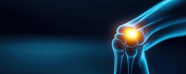 Poster - Arthritis disease idea. A detailed illustration of a knee joint illustrating health and medical concepts.