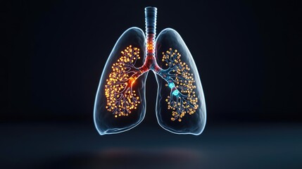 Aufkleber - Chronic Lower Respiratory disease concept. Anatomical illustration of human lungs showcasing respiratory functions.