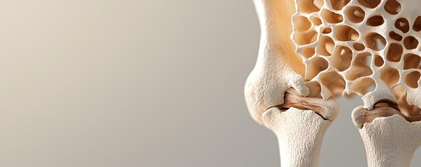 Poster - Arthritis disease idea. Detailed close-up of a human bone structure highlighting its intricate features.