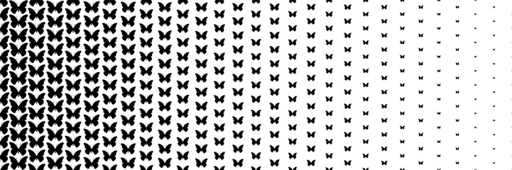 Aufkleber - horizontal halftone of black butterfly design for pattern and background.