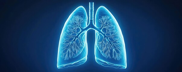Poster - Chronic Obstructive Pulmonary disease idea. Illustration of glowing human lungs representing health and respiration concept.