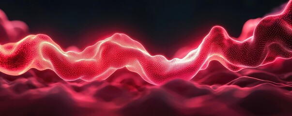 Aufkleber - Gastroesophageal reflux disease concept. Vibrant abstract wave design in red tones, representing energy and fluidity.
