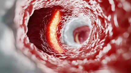 Poster - Gastroesophageal reflux disease concept. 3D visualization of a blood vessel showcasing its structure and inner lining.