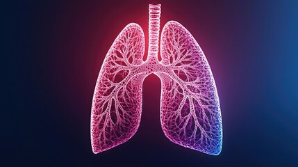 Poster - Chronic Obstructive Pulmonary disease idea. Illustration of human lungs with intricate vascular structure in vibrant colors.