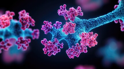 Poster - Chronic Obstructive Pulmonary disease idea. Close-up view of a virus structure showing intricate details and vibrant colors.