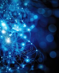 Poster - A vibrant blue abstract representation of neural connections, featuring glowing nodes and intricate patterns, evoking a sense of technology and innovation.