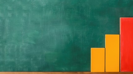 Poster - A colorful bar chart on a green chalkboard, illustrating growth or progress in a visual educational context.