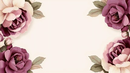Poster - Pastel rose idea. Beautiful floral arrangement featuring pink and cream roses with green leaves.