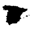 © pyty - Spain high detailed vector representation of country silhouette in solid black on white background. For educational, decorative, or informational use showcasing the national outline.