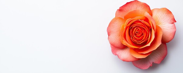 Poster - Pastel rose concept. A beautiful orange rose isolated on a white background, symbolizing love and friendship.