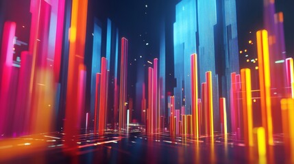 Poster - 3d rendering of financial data document showcasing statistical analysis and marketing research with graphs, charts, and reports, highlighting development planning, management strategies, and accountin